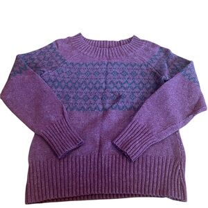 Royal Robbins Purple Wool Blend Fair Isle Sweater Women’s Large